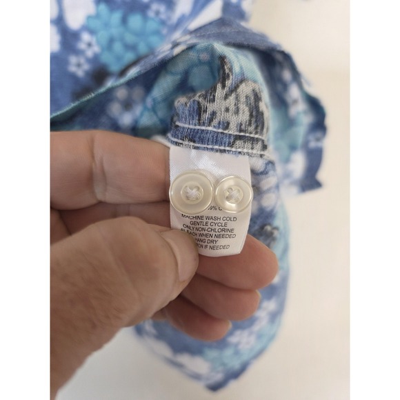UNTUCKit Shirt Mens Large Blue Floral Hawaiian Short Sleeve Linen Cotton Casual - Picture 4 of 10